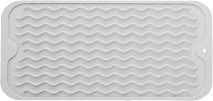 Silicone Dish Drying Mat for Multiple Usage, Easy clean, Eco-friendly, Heat-resistant Dish Drainer Mat for Kitchen Counter,Sink,Refrigerator or Drawer liner (12" x 6", Translucent)