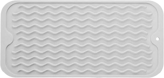 Silicone Dish Drying Mat for Multiple Usage, Easy clean, Eco-friendly, Heat-resistant Dish Drainer Mat for Kitchen Counter,Sink,Refrigerator or Drawer liner (12" x 6", Translucent)