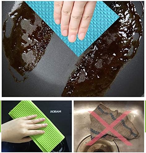 Reusable Cleaning Cellulose Sponge Cloths Absorbent Wipes Clean Kitchen Car Dish Eco-Friendly Dishcloth Hand Towel Auto - 1pack (5pcs) - Non Vacuum