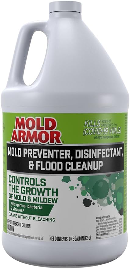 Mold Armor Mold Preventer, Disinfectant and Flood Cleanup, 1 gal., Control & Prevent the Growth of Mold and Mildew, Cleans without Bleaching, Ready to Use