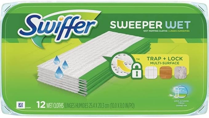 Sweeper Wet Mopping Pad Refills for Floor Mop Open Window Fresh Scent 12 Count - 4 Pack