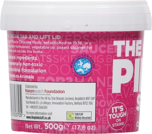 Stardrops The Pink Stuff Cleaning Paste 500g, Multi Purpose Cleaner for Kitchen, Bathroom, Tiles, Glass, Shower, Oven, Sink, Stainless Steel, Removes Grease, Grime & Stains (Pack of 2)