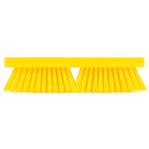 SPARTA Plastic Floor Scrub Brush, Brush Head Only, Deck Brush with ACME Standard Thread Fitting for Deck, Industrial Kitchens, and Hospitals, 10 Inches, Yellow, (Pack of 6)
