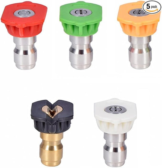 Twinkle Star Pressure Washer Nozzle Tips Multiple Degrees, 1/4 INCH (2.5 GPM) | 1/4 Inch Power Washer Nozzle Tips Set, Pressure Washing Tips Set