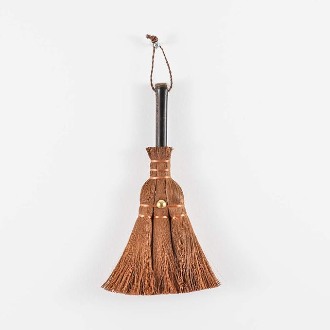 Small Metal Dustpan&Brush Set for Fireplace Garage Workshop Tabletop | Heavy Duty Vintage Dust Pan Natural Handmade Broom Dust Shovel