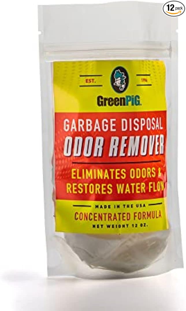 GREEN PIG Garbage Disposal Drain Deodorizer and Odor Eliminator, Destroys Odors, and Breaks Down the Causes for a Fresh, Clean Kitchen Environment