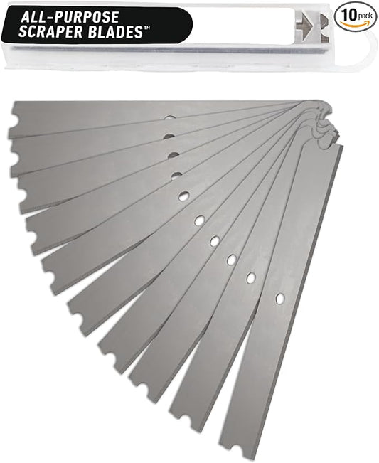 Unger 12” Professional All-Purpose Scraper Replacement Blades, 10 count, Dual-Sided Adhesive Cleaning Supplies for Windows, Glass, Floors, Paint, Stickers, Gum Removal (Pack of 10)