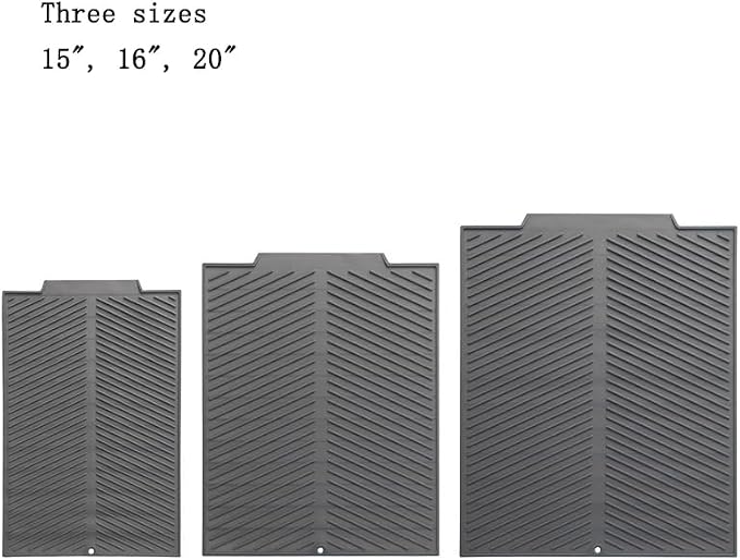 Silicone Dish Draining Mat, Eco Friendly Dish Drying Mat Kitchen Counter Anti-Skid and Heat Insulation Pad, Sink Drainer Mat with Dense Drainage Grooves (S (15"×10"))