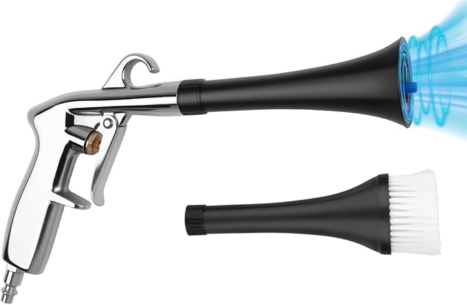 2 Nozzles Air Cleaning Gun, Dry Cleaning Gun Quickly Blasts Dust, Dirt and Grime from Surface, Dryer Air Blow Gun Works with Air Compressor, Car Detailing Tool for Interiors Exteriors Deeply Cleaning