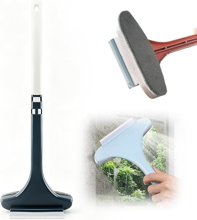 2 in 1 Window Screen Cleaner Brush Tool with Squeegee - Mesh Cleaner Brush,Multi-Purpose Detachable Cleaning Brush for Patio, Door, Mesh Screen (White Green)