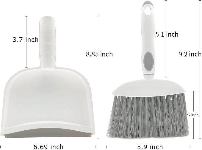 Dust pan, Mini Dustpan and Brush Set, Small Broom and Dustpan Set, Small Hand Broom and dust pan Set, Whisk Broom, Dust pan and Brush for Desk, Table, Home, Kitchen Necessities (Gray 2pcs)
