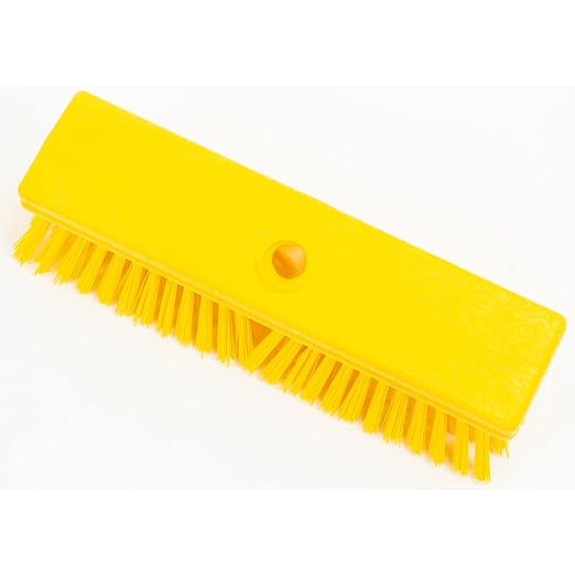 SPARTA Plastic Floor Scrub Brush, Brush Head Only, Deck Brush with ACME Standard Thread Fitting for Deck, Industrial Kitchens, and Hospitals, 10 Inches, Yellow, (Pack of 6)