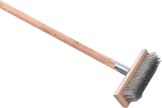 Duty Floor Scrub Brush with 20cm Stainless Steel Wire Deck Tool for Outdoor Moss Removal Patio Concrete Scrubber Broom