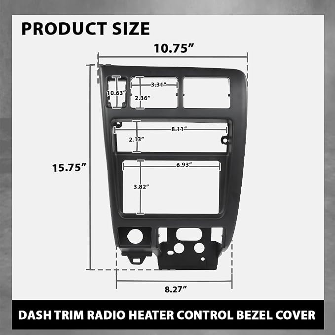 G-PLUS Center Dash Climate Control Radio Bezel Trim | Compatible with Toyota Tacoma 1998-2004 Black Dashboard Panel