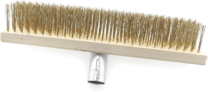 ZYAMY Stainless Steel Wire Floor Brush Head Multi Purpose Metal Wire Deck Brush 11.8 Inches for Scrubbing Concrete Stains Heavy Duty Cleaning Garage Patio Grill Yard Pavement Moss Cleaning Tool