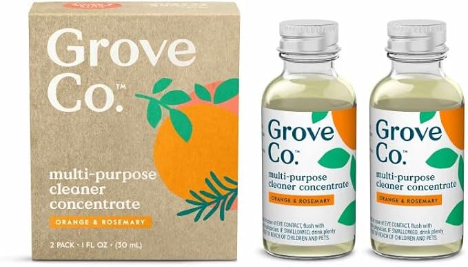 Grove Co. Multi-Purpose Cleaner Concentrate Refills, 2 x 1fl oz | Orange & Rosemary; 2 refills; Plant-based; No plastic waste; Ammonia & chlorine free; No Harsh Chemicals