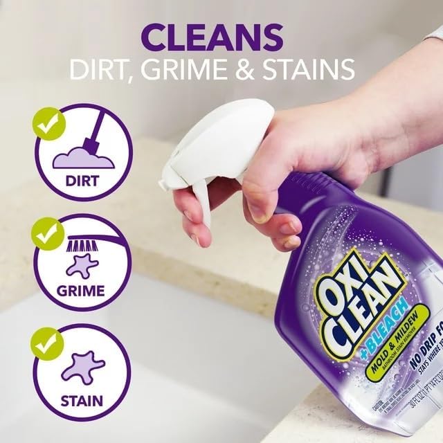 OxiClean plus Bleach, No Drip Foam, Mold & Mildew Bathroom Stain Remover 30 oz. Pack of 3