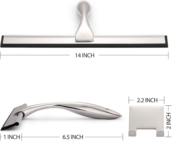 Hiware All-Purpose Shower Squeegee for Shower Doors, Bathroom, Window and Car Glass - Stainless Steel, 14 Inches
