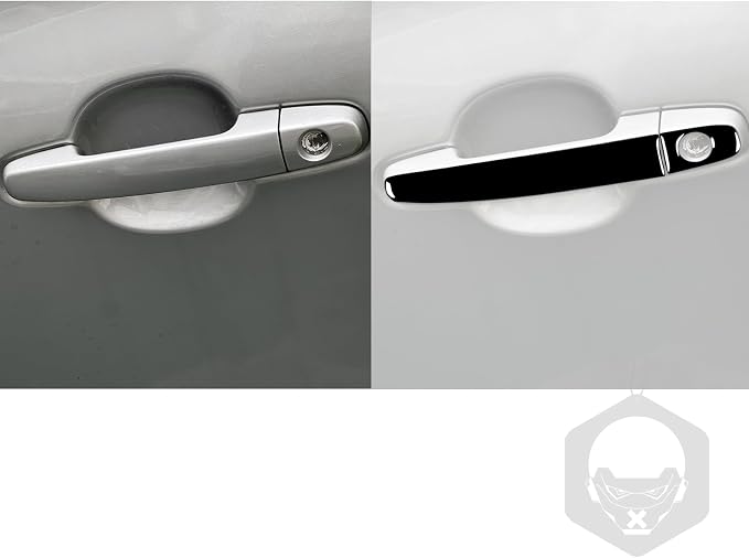 Glossy Bright Piano Black Car Outer Door Pull Handle Panel Scratch Protector Decorative Strip Sticker Exterior Trim Compatible with Toyota Corolla 2009 2010 2011 2012 2013 Auto Trim Accessories