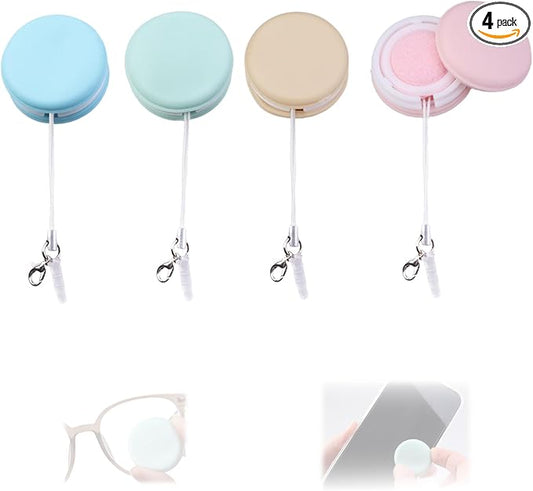 4-Pack Macaron Phone Screen Cleaner, Portable Screen and Eyeglass Brush Cleaner, Washable Double-Sided Screen Cleaner, Suitable for Glasses, Mobile Phones and Computers（Pink/Green/Blue/Khaki