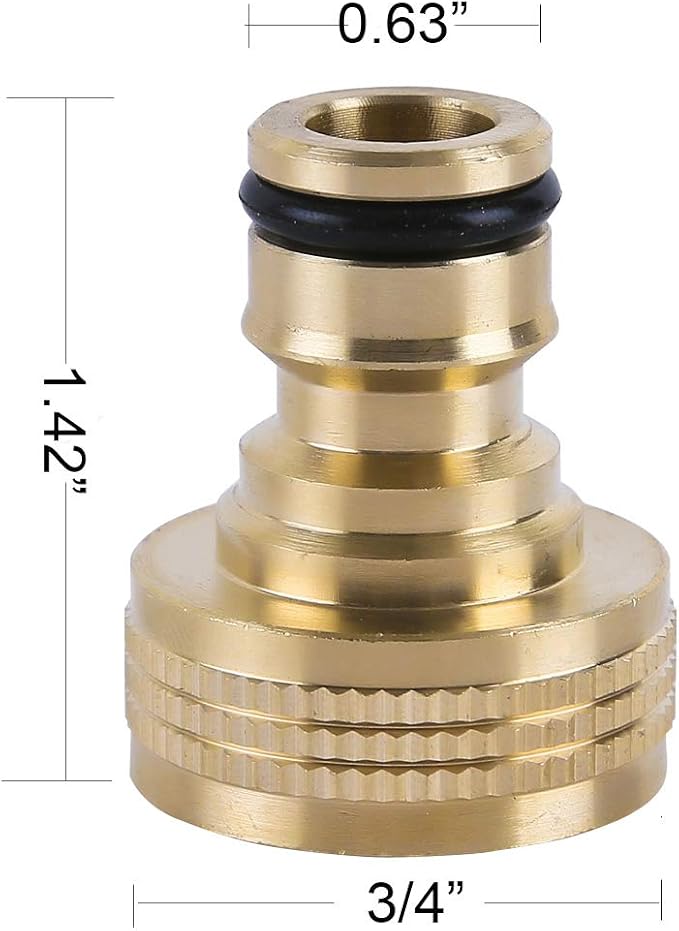 HQMPC Garden Hose Quick Connect Solid Brass Quick Connector 3/4 inch GHT (6 Sets)