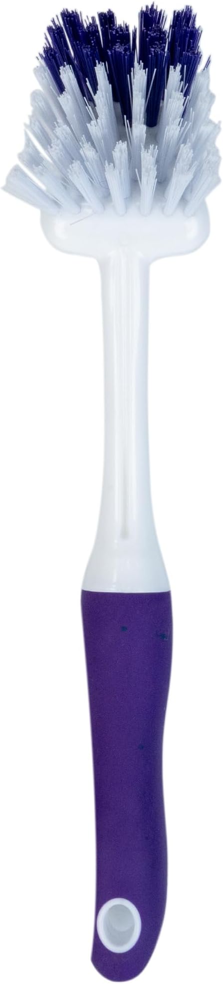 Fabuloso Long Tile Brush with Spot Scrubber, White and Purple, 11 Inch