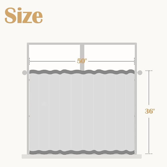 jinchan Tassel Linen Tier Curtain, Back Tab, 50x36, 1 Panel, Natural | Light filtering, rod pocket, cafe curtains, machine washable, small window treatment, boho style, kitchen, laundry room