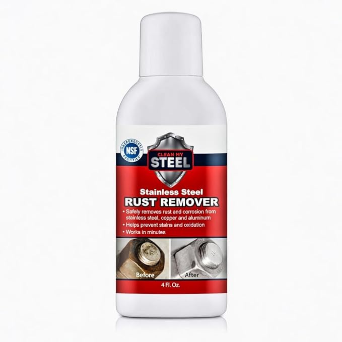 CLEAN MY STEEL Stainless Steel Rust Remover Cream (4 Fl oz) | NSF certified rust remover cream. Safe for home appliances and grills.
