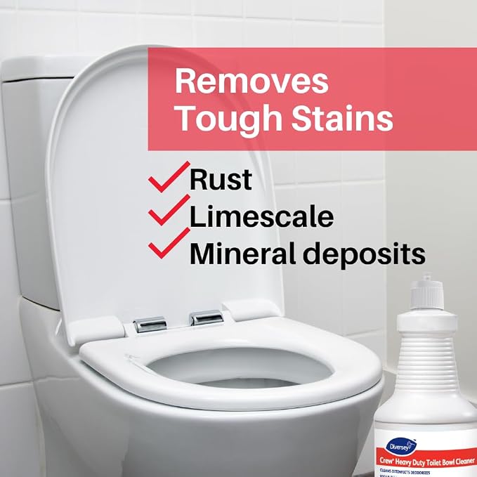 Diversey CREW Heavy Duty Toilet Bowl Cleaner | Rust Stains, Lime Scale, Uric Acid, Urinals, Commercial Restrooms, Clings Under Rim, Odor Control