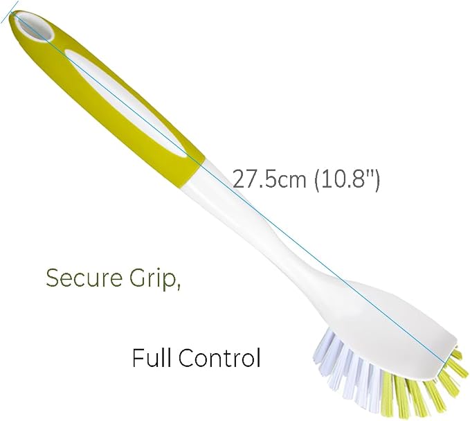 Dish Brush with Handle, Stiff Bristles Dish Scrubber for Pots, Pans & Sink Cleaning, 5 Pack