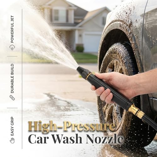 2026 New Heavy Duty High Pressure Hose Nozzle, 8X Booster Car Wash Water Gun with Adjustable Spray (Jet/Mist/Shower), Copper Alloy, Tool-Free Setup – for Garden, Lawn, Plant Watering，2PCS