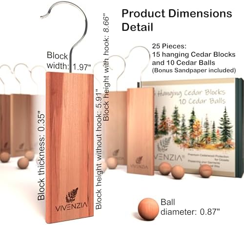 Cedar Blocks for Closet 65 pcs: 30 hangups & 35 Balls. Aromatic Cedar for Closets, Natural Aromatic Hangers & Drawer Fresheners, Chemical-Free Protection for Cherished Fabrics.