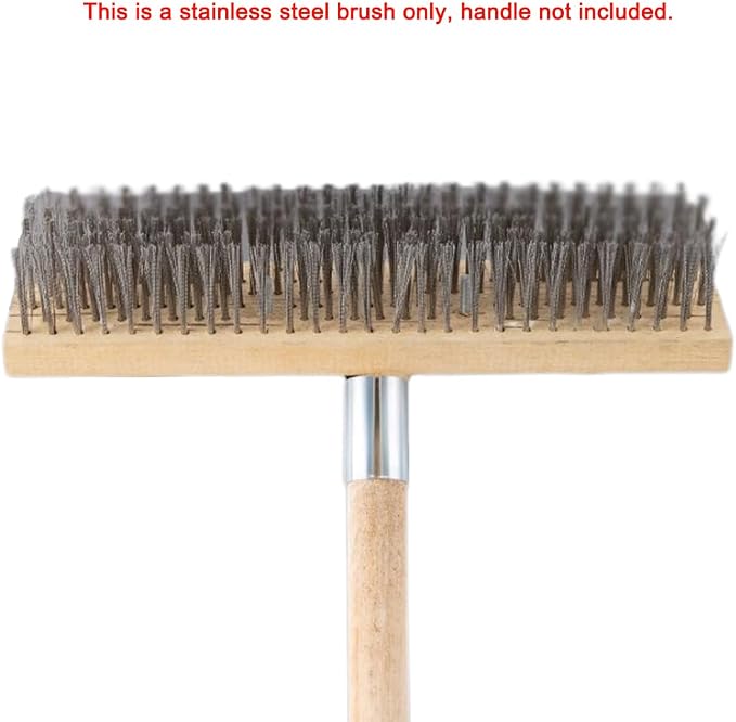 Stainless Steel Wire Scrub Brush for Deck, Concrete, Patio Floor Cleaning, Heavy Duty Bristle Scrubber Broom for Moss Removal(50cm/19.68in)
