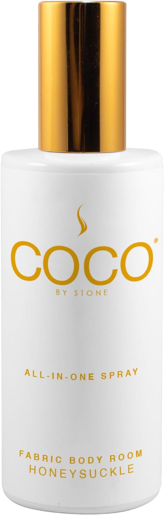 COCO by Stone 5oz All-in-One Spray Honeysuckle Fabric & Room Mist | Shake-and-spray formula for fabrics, pillows, clothing and rooms with a delicate Honeysuckle fragrance. Vegan & cruelty-free.