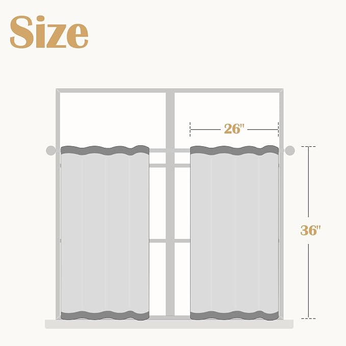 jinchan Linen Pinch Pleated Back Tab Tier Curtains,26x36,2 Panels,Natural | Light filtering,small window treatment,cafe curtains,machine washable,farmhouse,kitchen,bathrooms,laundry