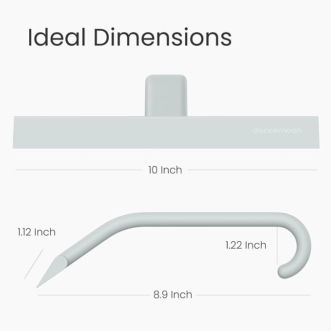 dancemoon JustHang Shower Squeegee with Built-in Hook, 10-Inch Sage Green | Award-Winning Design, All-One-Piece Soft-Touch Silicone, for Glass Door, Bathroom, Window, Mirror, Tile Wall, Car