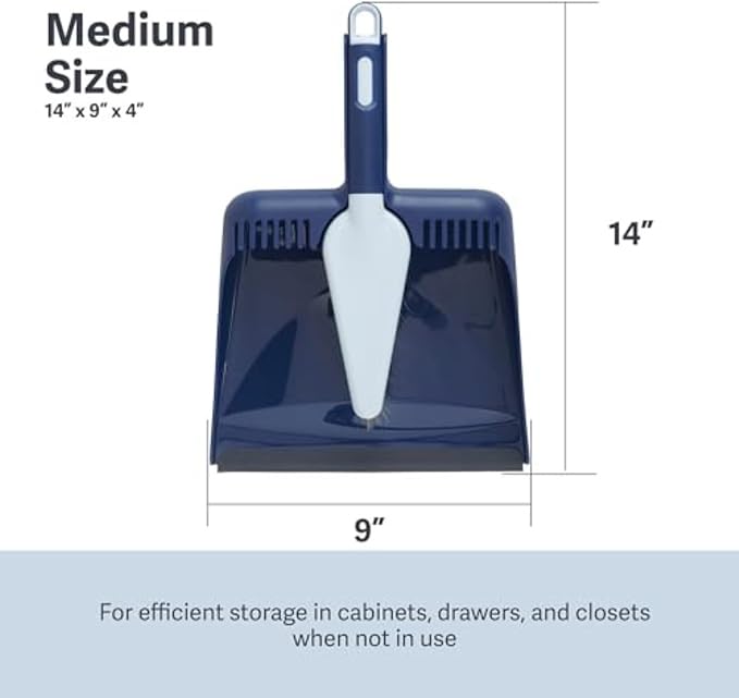 Casabella Wayclean Handheld Angled, Medium, Grey Dustpan and Brush Set, Green and Taupe
