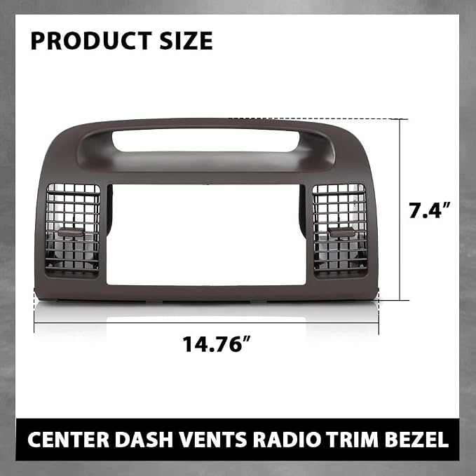 G-PLUS Center Dash Trim Radio Bezel w/Ac Air Vents Compatible with Toyota Camry 2002-2006 Dashboard Radio Panel (Brown ABS Plastic)