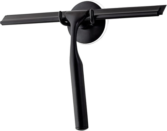 Ettori Shower Squeegee for Glass Doors, Squeegee for Shower Glass Door, Window and Car Glass, Mirrors - All-Purpose Stainless Steel Squeegee, 10 Inches and Black