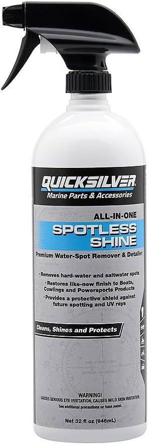 Quicksilver Spotless Shine for Marine Boats and Outboard Engines, RV and Powersports, 32 oz.