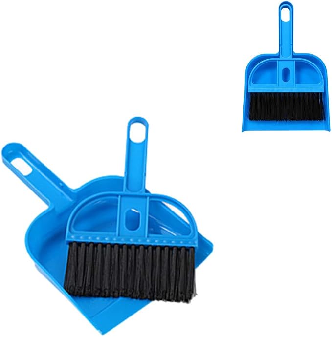 Mini Dustpan and Broom Set 1 Pcs Dustpan Brush Set Portable Plastic Brush Set (Blue) Used for Tool Brush Keyboard Home Kitchen Sweeper Table Desk Office