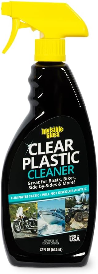 Invisible Glass 92084 Clear Plastic Cleaner for Cars, Motorcycles, RVs, Boats, Helmet Visors, Golf Carts, Acrylic and Vinyl Windows, Streak-Free, Haze-Free, Removes Static, 22 Fl Oz, Pack of 1