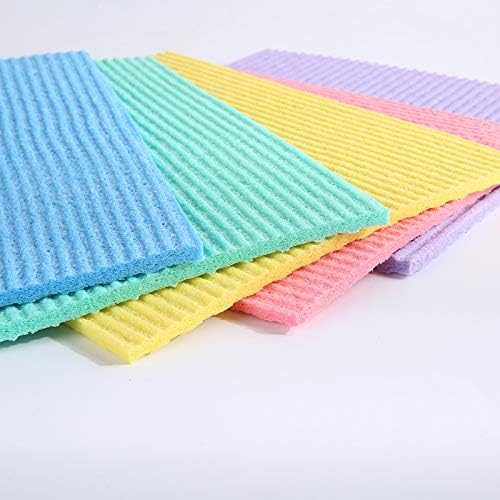 Reusable Cleaning Cellulose Sponge Cloths Absorbent Wipes Clean Kitchen Car Dish Eco-Friendly Dishcloth Hand Towel Auto - 1pack (5pcs) - Non Vacuum