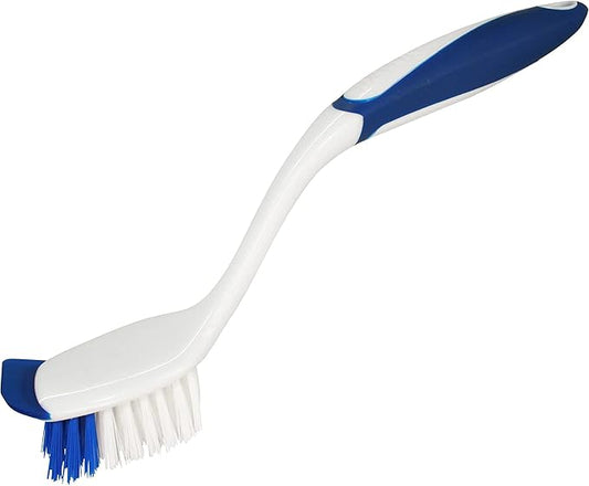 Dawn Dish Brush with Soft Nylon Bristles and Scraper, Blue/White