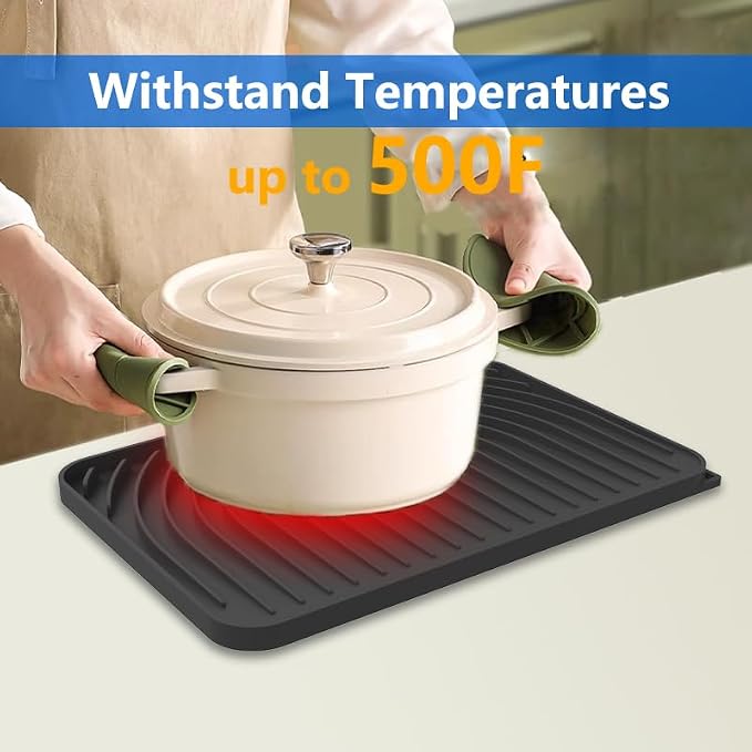 Dish drying mats for kitchen counter,14.6"×11"Silicone Self-Draining mat | Various sizes and colors,Self-Draining Slope Structure,Enabling faster drying,Heat-Resistant,Easy to clean,Food-grade