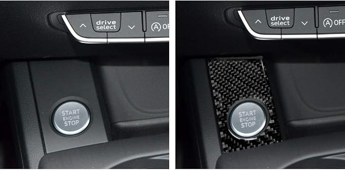Real Carbon Fiber Trim for Audi Accessories | for B9 A4 S4 A5 S5 2020-2025 / RS5 2021-2025 Engine Push Start Stop Button Panel Interior Thick Overlay Decal