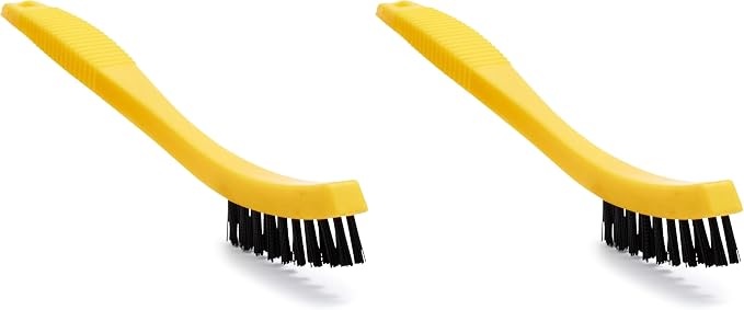 Rubbermaid Commercial Products Tile and Grout Brush, Black, Cleaning Scrubbing Brush, Multi-Surface for Grout, Bathrooms, Kitchens, Countertops, 8.5" (Pack of 2)