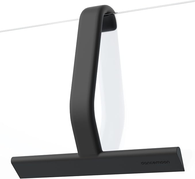 dancemoon JustHang Shower Squeegee with Built-in Hook, 10-Inch Black | Award-Winning Design, All-One-Piece Soft-Touch Silicone, for Glass Door, Bathroom, Window, Mirror, Tile Wall, Car