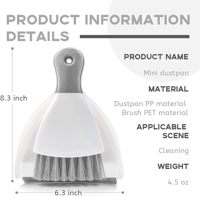 Small Hand Dust Pan and Brush - Small Broom and Dustpan Set, Mini Broom and Dustpan, Compact Dustpans and Brush for Home Cleaning, Sofa, Desk, Guinea Pig Cage, Cat Litter, etc. (Gray 3 Set)