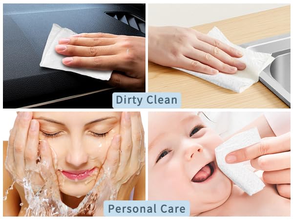 Classycoo Compressed Towel 100 PCS Tablets - Thick, Individually Wrapped Portable Disposable Face Towel Cotton Coin Cloth for Travel, Camping, Hiking, Beauty, Cloths(Soft, Odorless, 9.64 x 7 IN)
